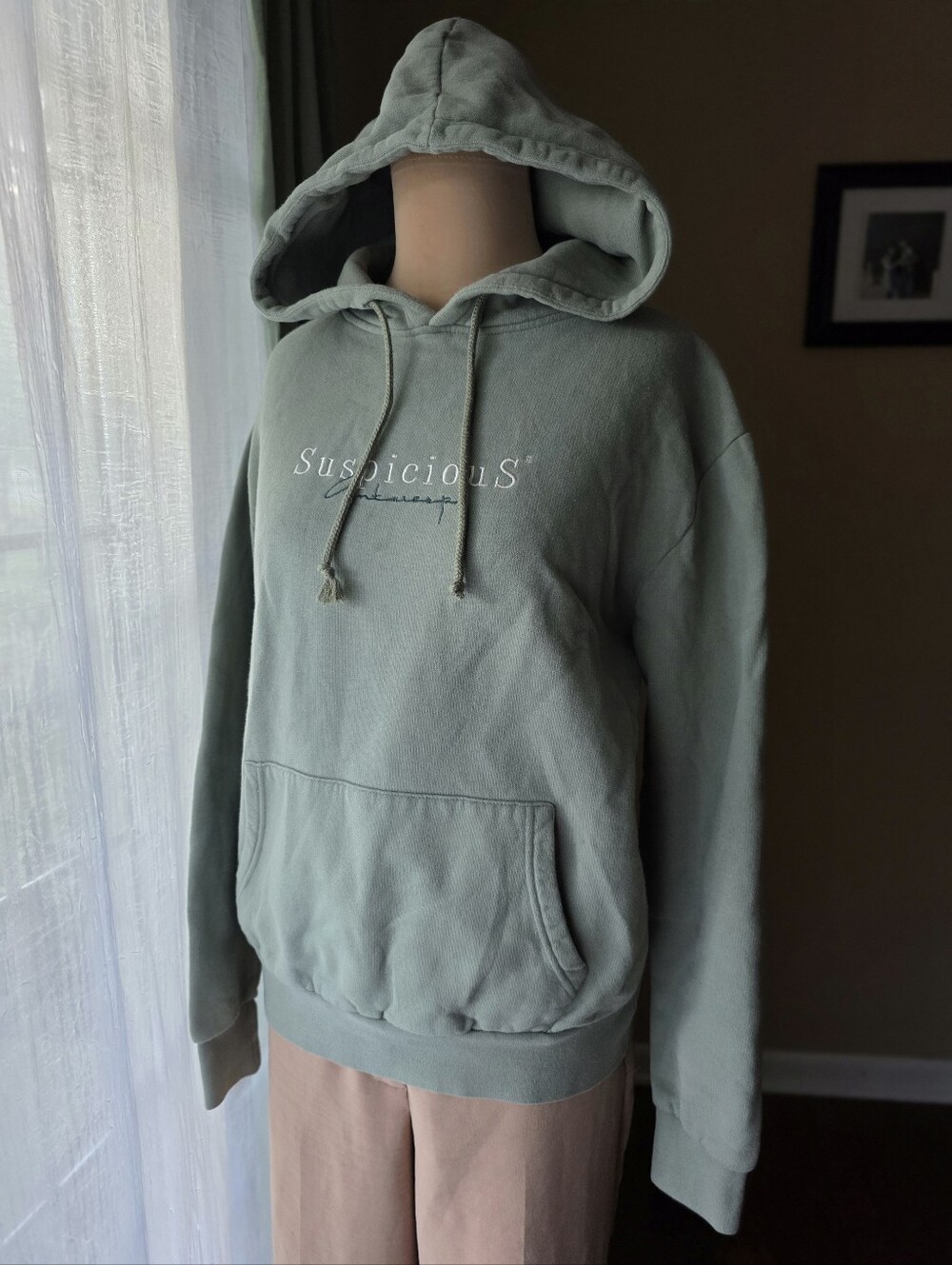 Suspicious Antwerp Sage Green Classic Hoodie Womens M Premium Streetwear Top